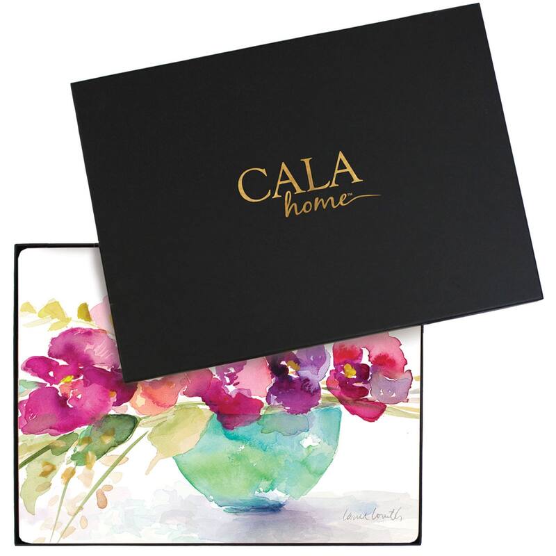 Cala Home Hardboard Placemats - Bowl Of Blooms - Set of 4 - 15.5x11.25x.212