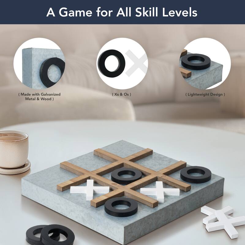 Magnetic Tic Tac Toe Wall Game Board - Black & White (15" x 15") - Multi-Color - 15" x 15"