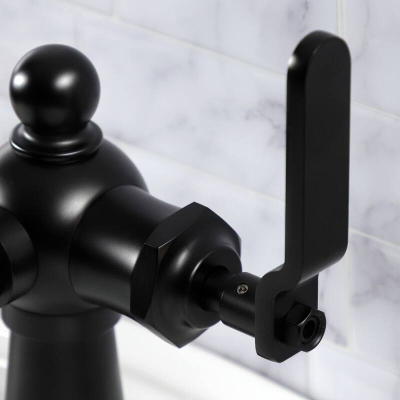 Kingston Brass Knight Single-Handle 1-Hole Deck Mount Bathroom Faucet with Push Pop-Up and Deck Plate