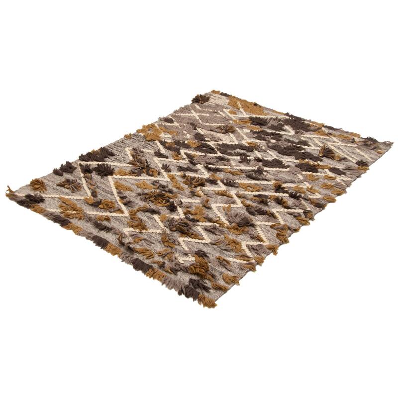 ECARPETGALLERY Braid weave Sienna Grey Wool Rug - 5'7 x 7'3