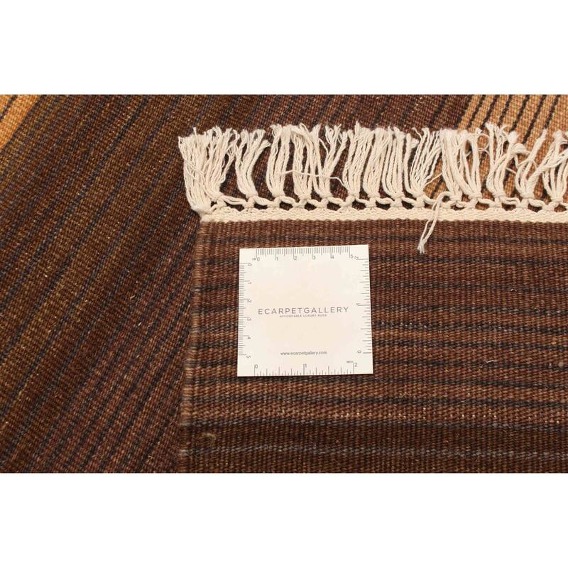ECARPETGALLERY Flat-Weave Boho Brown Wool Kilim - 6'0 x 9'0