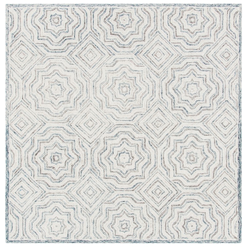 SAFAVIEH Handmade Capri Diyana Contemporary Wool Rug - 7' x 7' Square - Beige/Blue