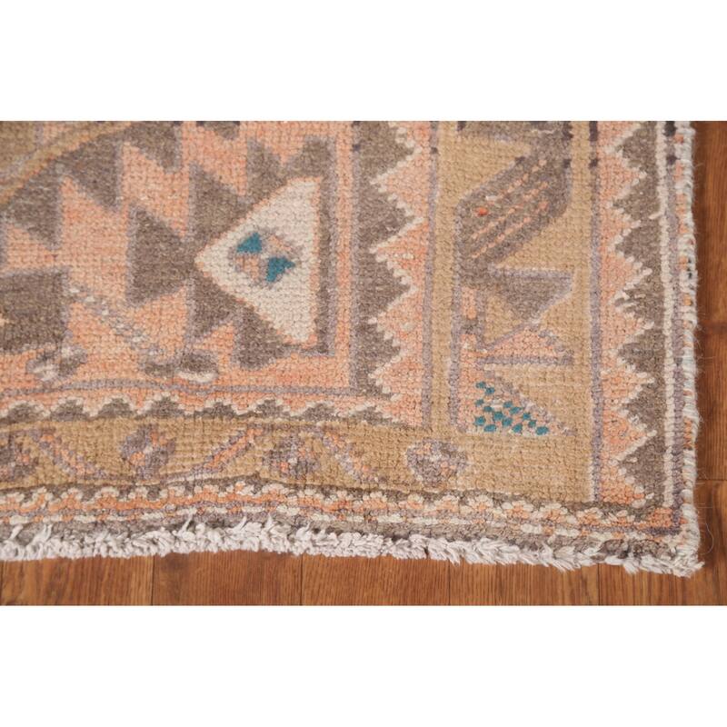 Ardebil Persian Vintage Runner Rug Handmade Wool Carpet - 3'0"x 10'0"
