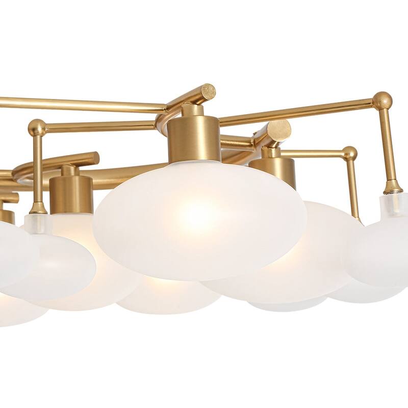 Mid-century Glam 12-Light Oval Frosted Glass Semi Flush Mount - 30.7 in