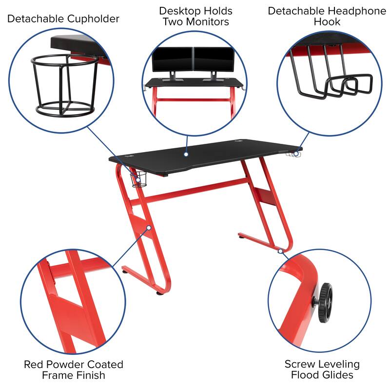 Gaming Bundle-Cup/Headphone Desk & Reclining Footrest Chair