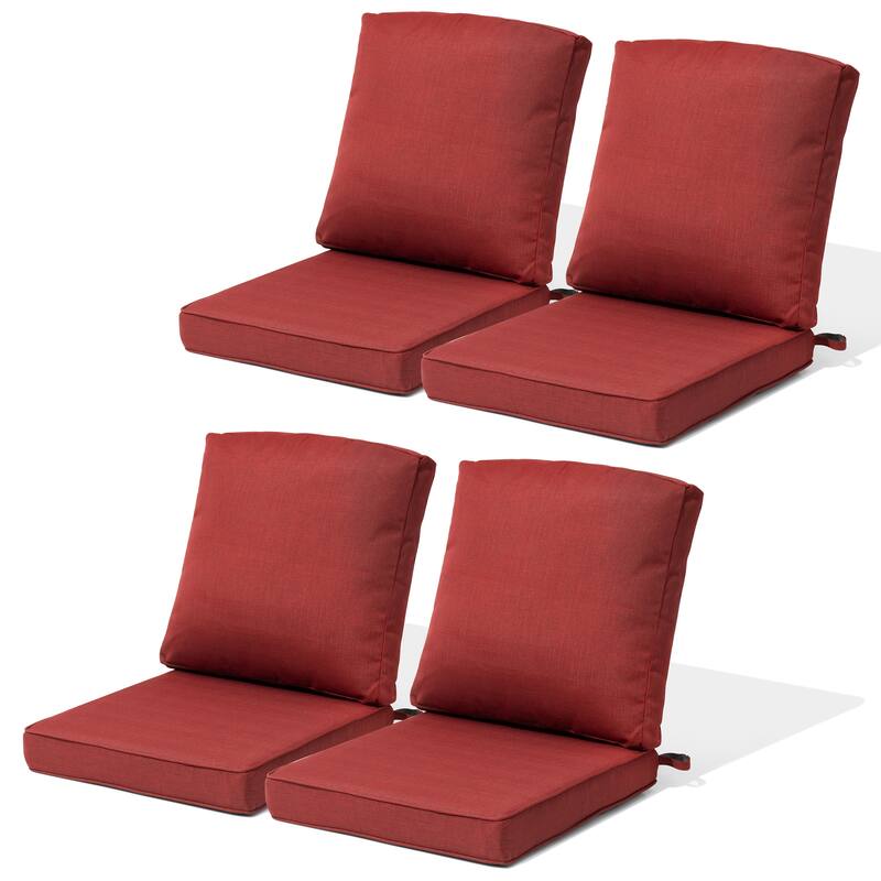 22''D x 21''W x 3.5''T Patio Fabric Outdoor Seat Cushions Set (Seat & Back) - CHILI - 4PC