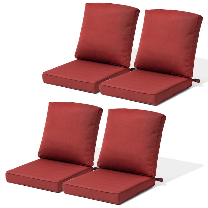 22 x 21 in Patio Premium fabric Outdoor Seat Cushions Set (Seat & Back) - 4PC - CHILI