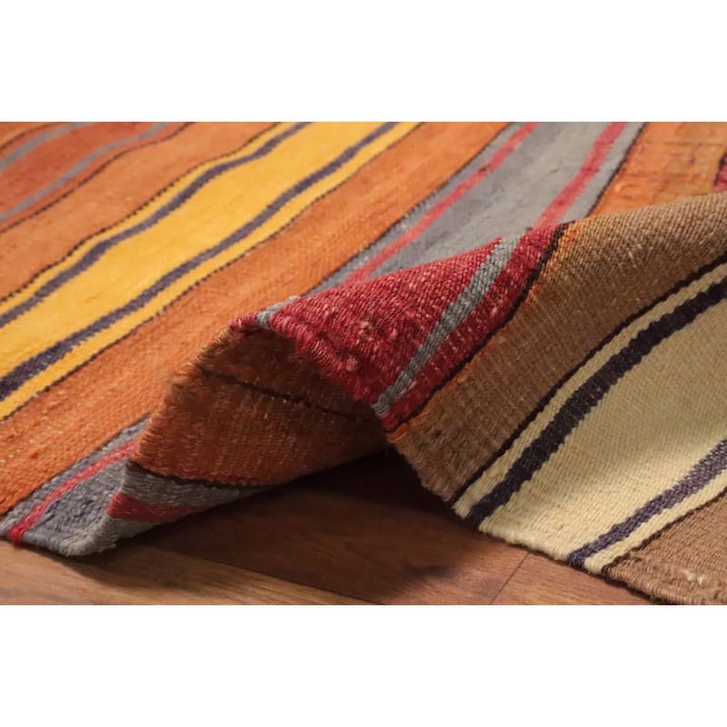 Hand Woven Oriental 100% Wool Carpet Southwestern Tribal Multi-Colored Kilim Area Rug - 8' 3'' X 5' 8''