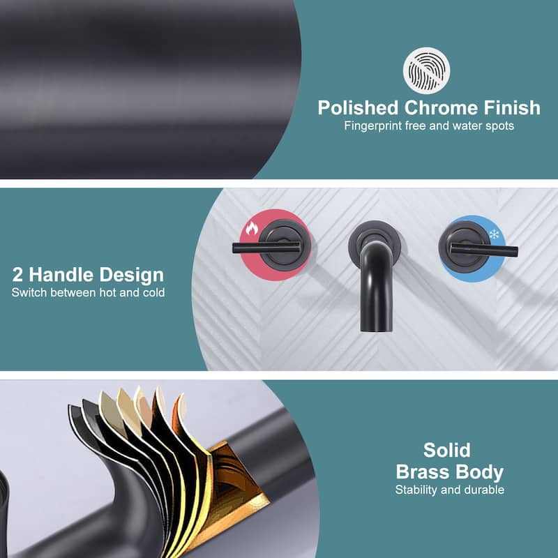 WOWOW Minimalist 12-inch Dual-Handle Bathtub Filler Faucet