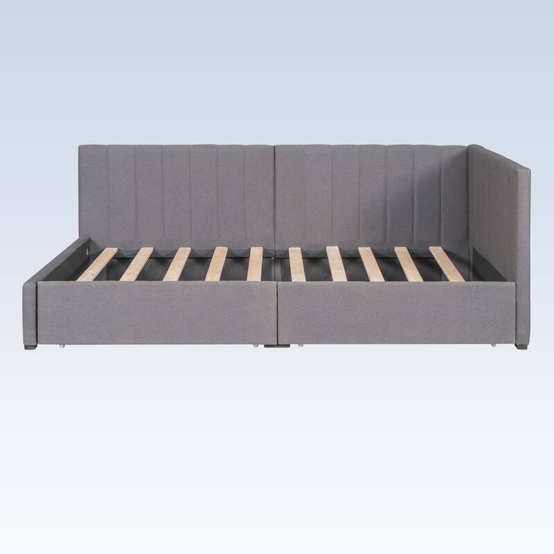 Modern Twin Size Upholstered Daybed with 2 Storage Drawers