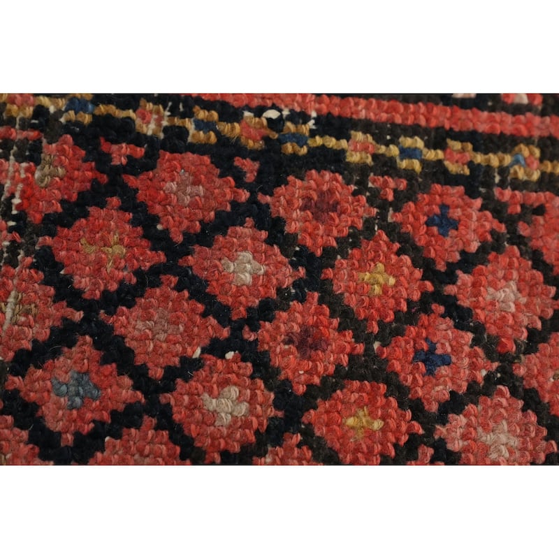 Hand Knotted Oriental 100% Wool Carpet Traditional Geometric Oranges & Rust Malayer Area Rug - 12' 8'' X 4' 9''