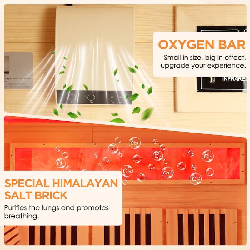 Hemlock Infrared Sauna with Red Light Therapy - Beauty Lamp & 15-Min Fast Warm-Up