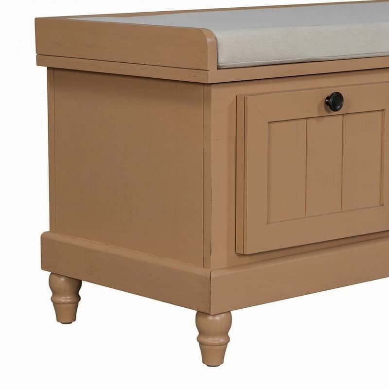 Classic Storage Bench with Cushioned Seat and Drawers