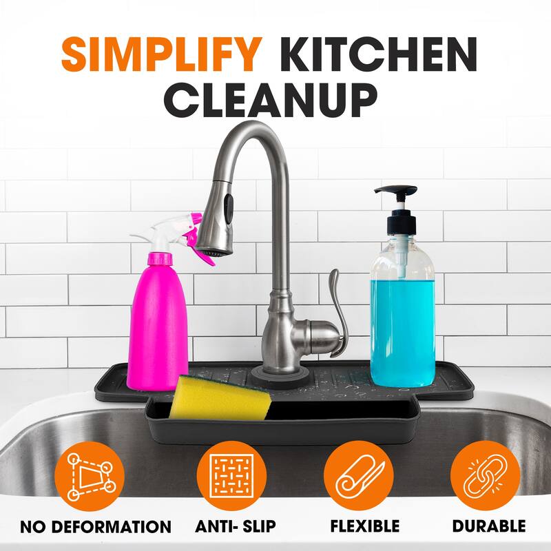 Cheer Collection Silicone Sink Splash Guard and Non-Slip Soap Holder