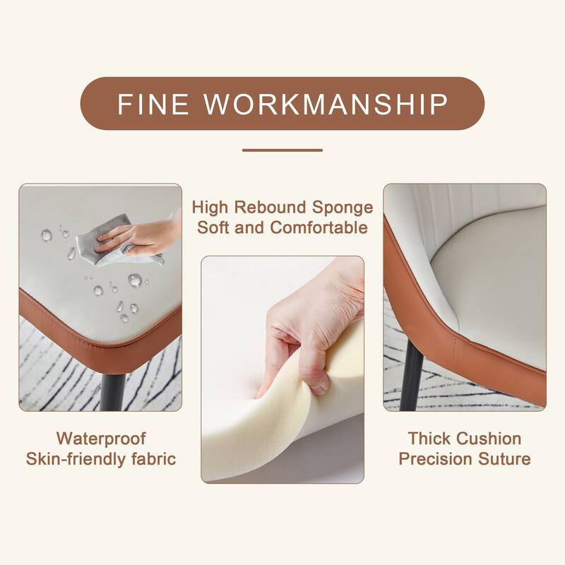 Minimalist Round Dining Set with Spliced Brown Upholstered Chairs