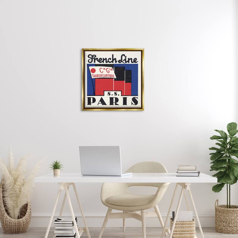 Stupell SS Paris Vintage Banner Framed Floater Canvas Wall Art Design By Phillipa Katz