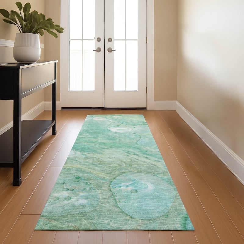 Premium Washable Super Soft Abstract Chic Mayfield Rug - Teal - 2'3" x 7'6"