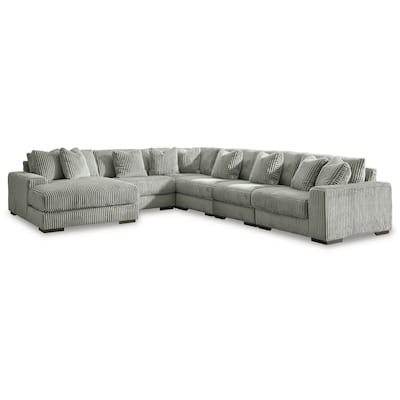 Signature Design by Ashley Lindyn Fog 6-Piece Sectional with Chaise - 171"W x 131"D x 38"H