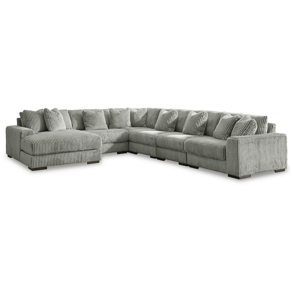 Signature Design by Ashley Lindyn Fog 6-Piece Sectional with Chaise - 171"W x 131"D x 38"H