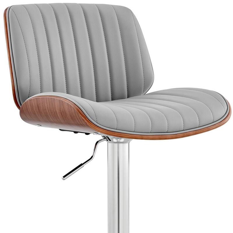24" Upholstered Adjustable Height Swivel Bar Chair with Footrest and Iron Frame Perfect for Kitchen Island - 43”H x 19”W x 20”D