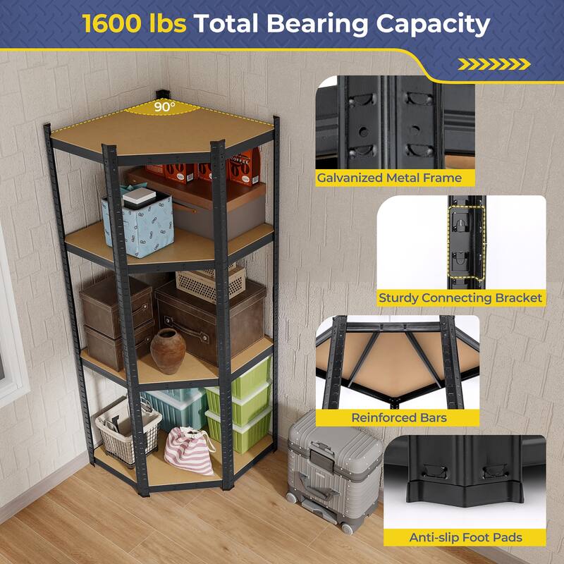 Gymax 4-Tier Adjustable Garage Storage Utility Rack Corner Shelving
