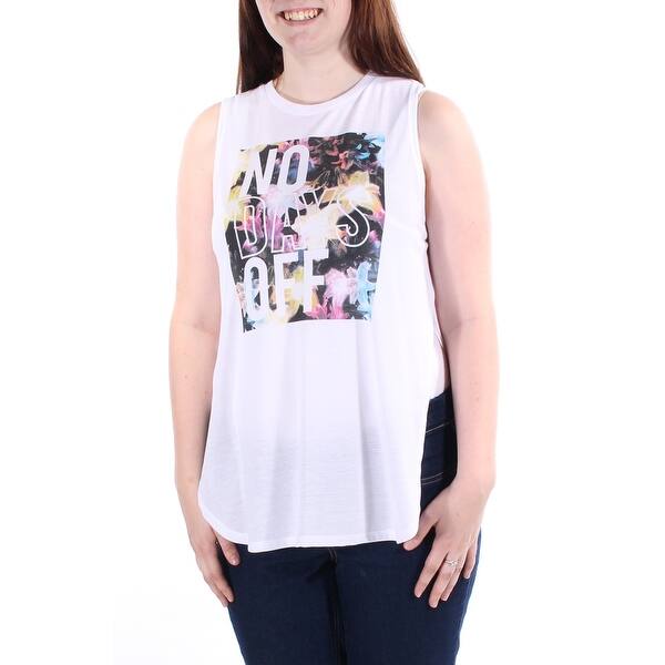 Shop Womens White Floral No Days Off Sleeveless Crew Neck Top Size L Overstock 21303670