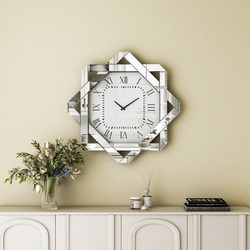 Modern Glass Wall Clock - Silver