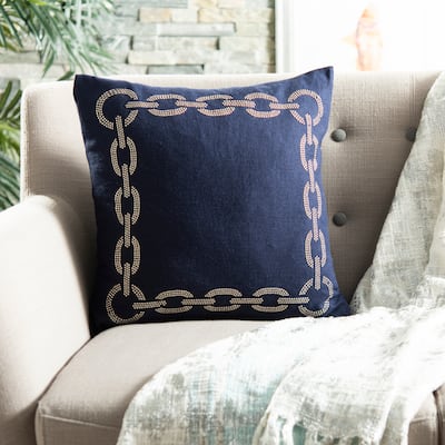 SAFAVIEH Sibine 18-inch Navy/ Blue Decorative Pillows (Set of 2)