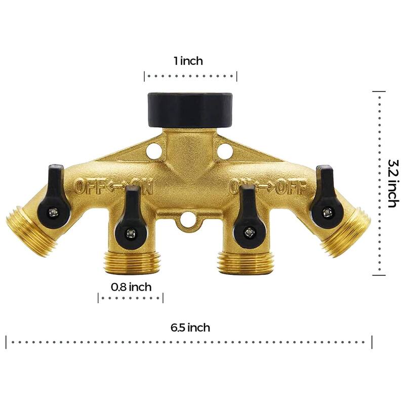 4 Way Brass Hose Splitter Solid Brass Hose Connector