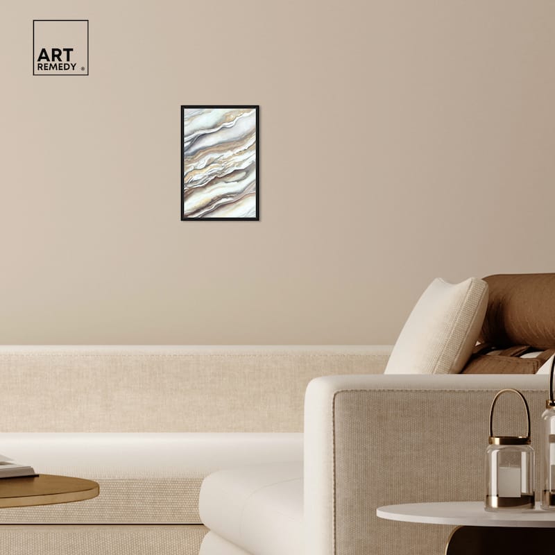 Art Remedy Neutral Lines I Framed Boho Abstract 1 Piece Canvas Wall Art
