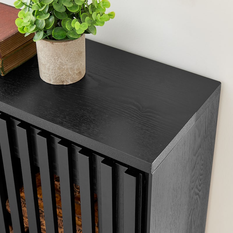 Modern Sideboard Cabinet with 2 Outlet Holes, Buffet Cabinet Storage Cabinet with Fluted Hollowed Out