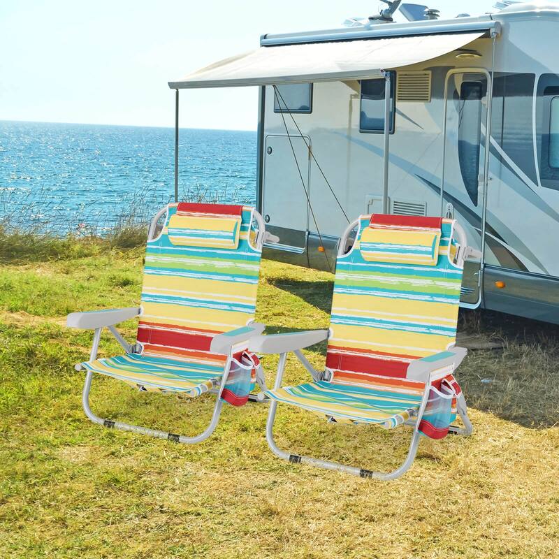 Goplus 1/2 PCS Folding Beach Chair for Adult Lightweight Aluminum