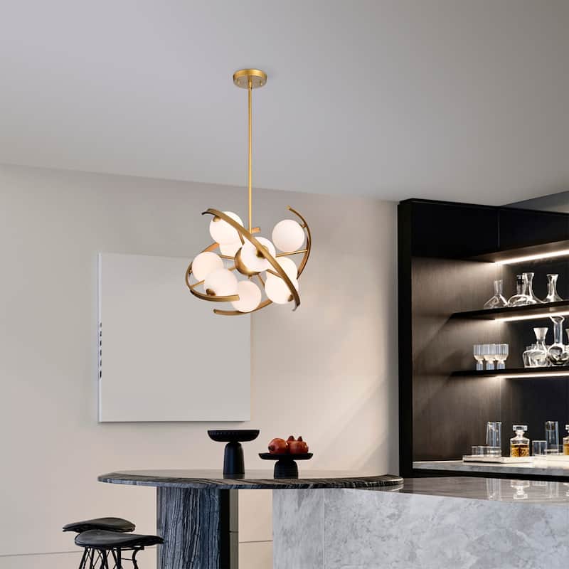 Melita 19 Inch Matte Gold Modern Sputnik Pendant Ceiling Lighted