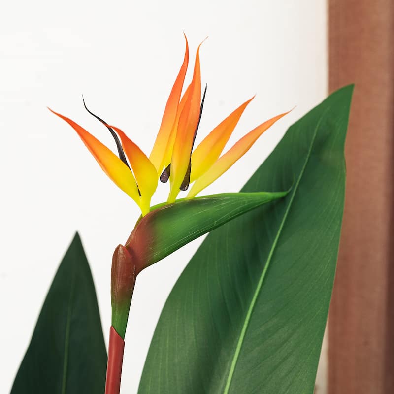 Glitzhome 5.25ft. Faux Bird of Paradise Simulates Plants in Pot - 20.00"D X 64.00"H