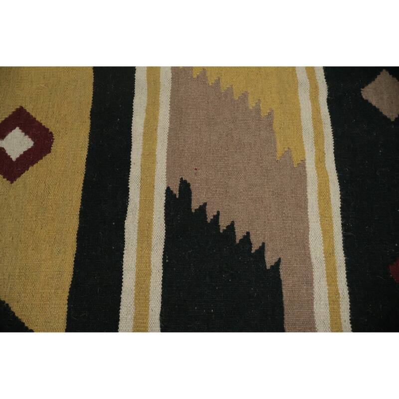 Hand Woven Oriental 100% Wool Carpet Southwestern Tribal Black Kilim Area Rug - 14' 11'' X 9' 9''
