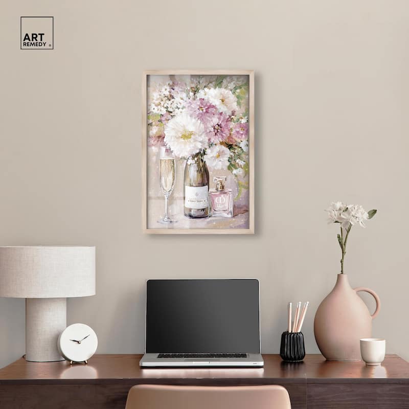 Light Floral Champagne Vase Shadowbox by Art Remedy