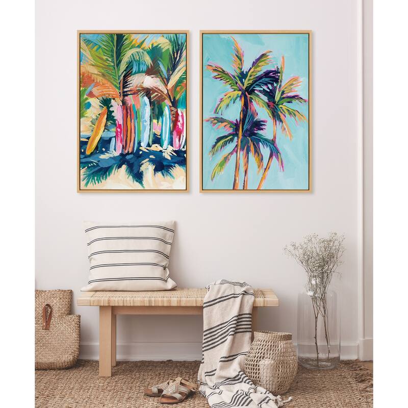 Kate and Laurel Sylvie Surf and Sand Canvas Art Set by Rachel Christopoulos