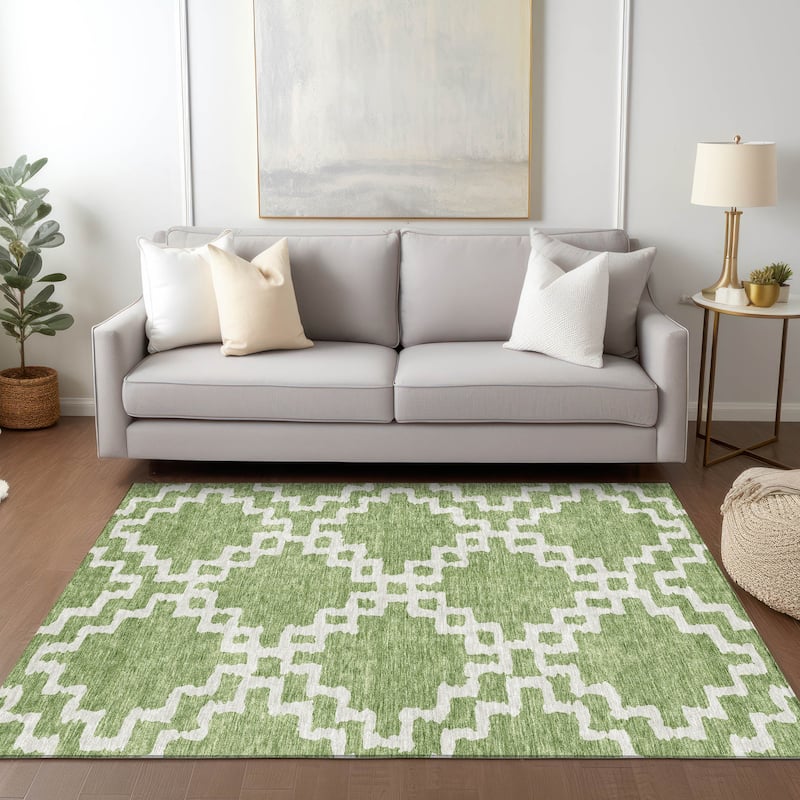 Machine Washable Indoor/ Outdoor Chantille Geo Trellis Rug