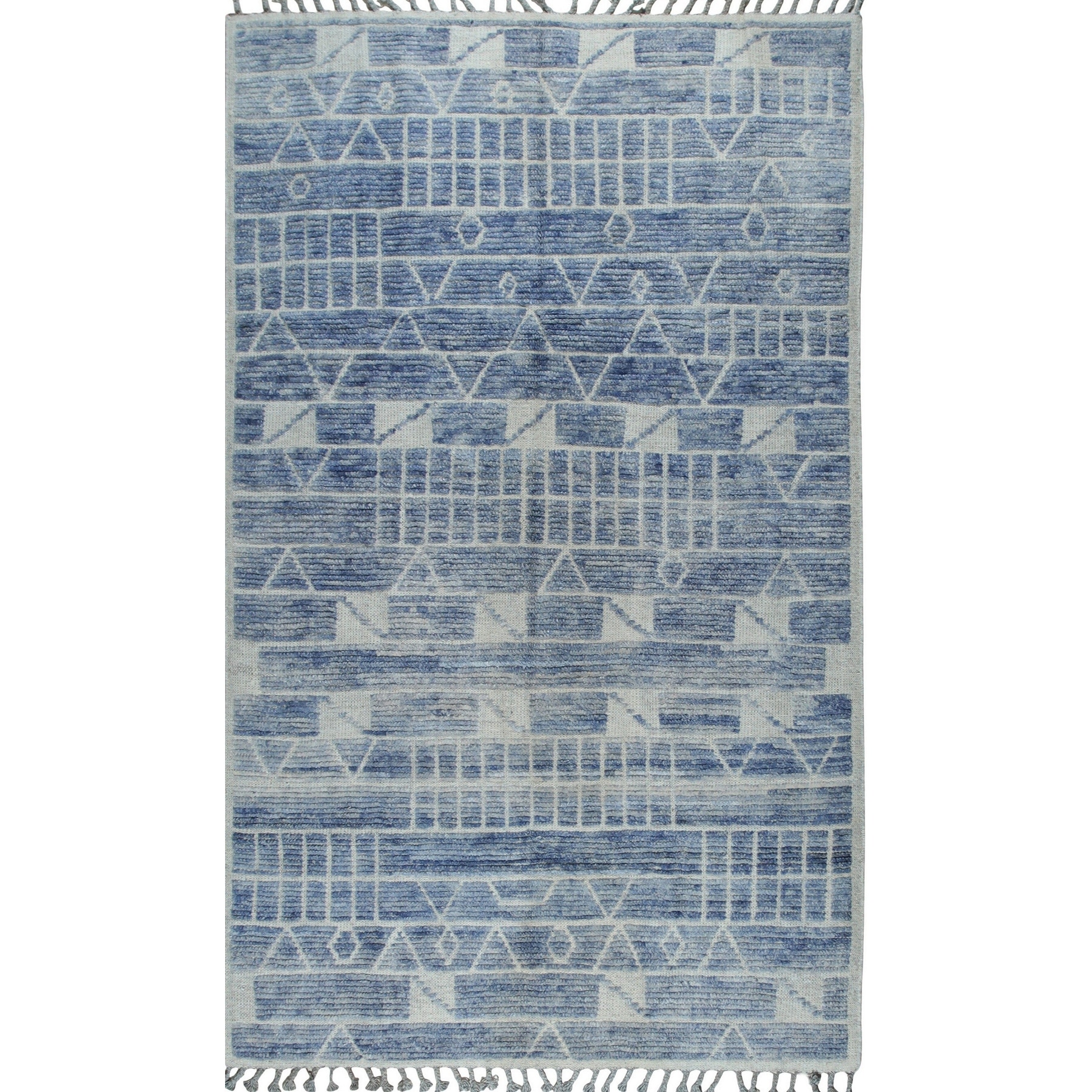 Home Decor Blue Hand-Knotted Wool Contemporary Marrakech Handspun Area Rug Stylish and Elegant Rug for Living Room, Bedroom