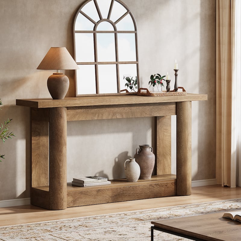 63-Inch Farmhouse Console Table for Entryway, 2-Tier Storage - 62.99" W x 11.81" D x 31.5" H