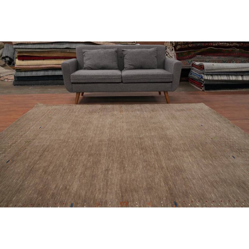 Hand Knotted Oriental 100% Wool Carpet Tribal Animal Pictorial Brown Gabbeh Area Rug - 8' 0'' X 8' 0''
