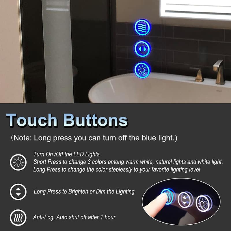 KIOTEE Super Bright Anti-fog LED Bathroom Mirror with Backlit and Front Lighting 3-Year Warranty