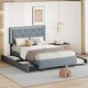 preview thumbnail 12 of 50, Button-Tufted Wingback Bed Velvet Frame Storage Platform Bed with 2 Drawers, Trundle Bed and Smart LED Light Bed Frame Gray - Full