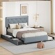 preview thumbnail 28 of 50, Velvet Platform Bed with LED and Trundle, Full Size with Storage Drawers
