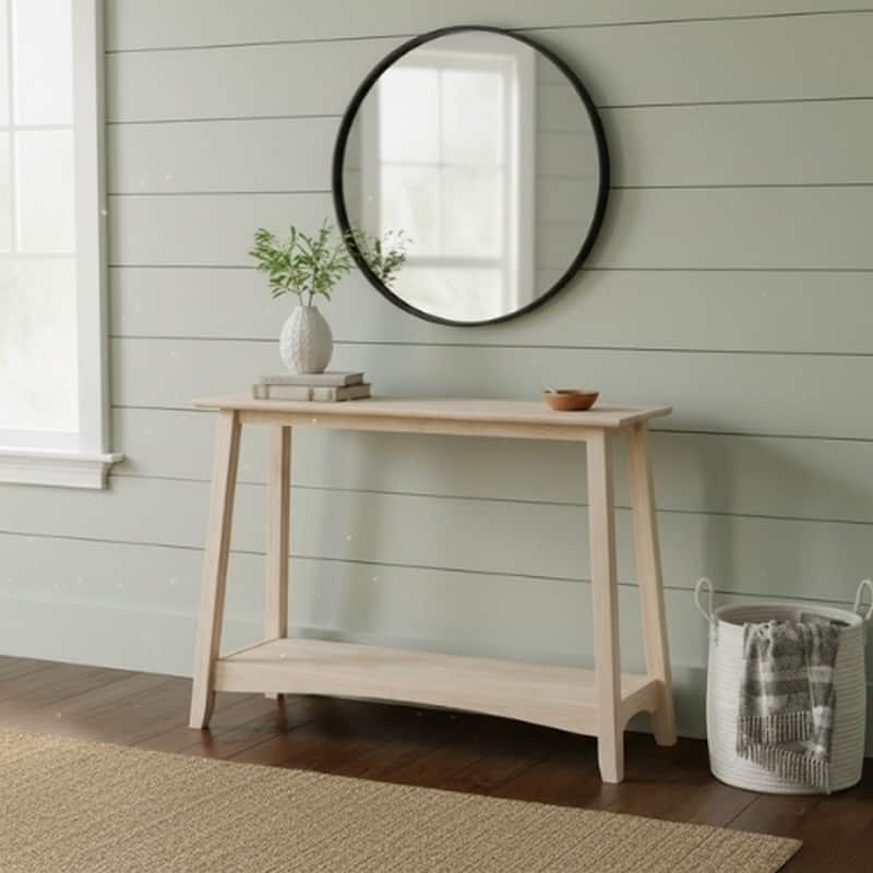 Bombay Unfinished Solid Parawood Console Table - Unfinished - Wood