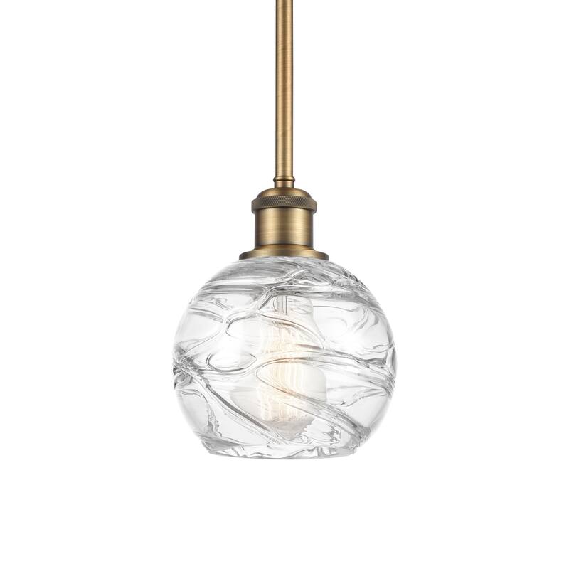 Innovations Lighting 516-1S-8-6 Athens Pendant Athens 6" Wide Mini - Clear Deco Swirl / Brushed Brass