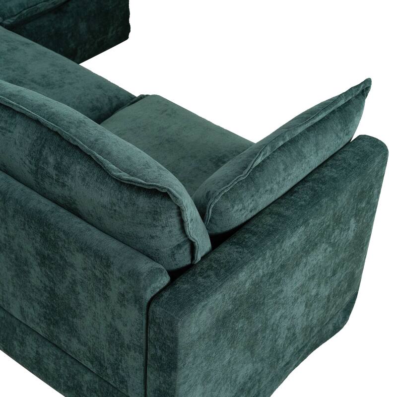 93" Modular L-Shaped Sectional Sofa with Movable Ottoman, 4-Seater Living Room Couch