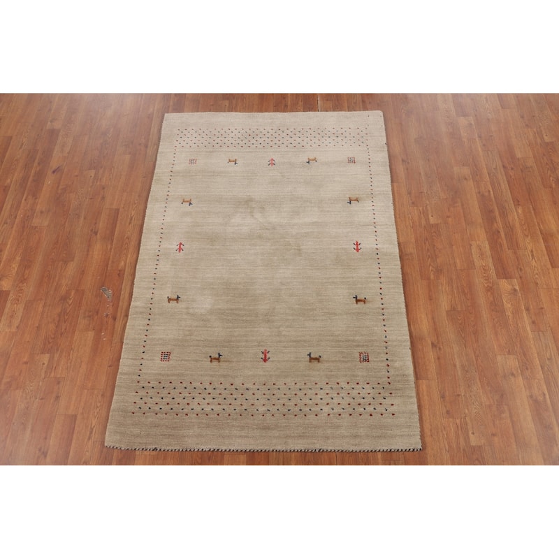 Little Animals Tribal Gabbeh Indian Foyer Rug Hand-Knotted Wool Carpet - 3'11"x 5'10"