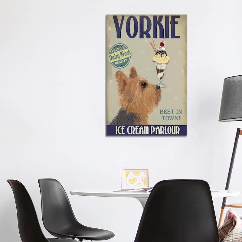 iCanvas "Yorkshire Terrier Ice Cream" by Fab Funky Canvas Print - 40x26x1.5