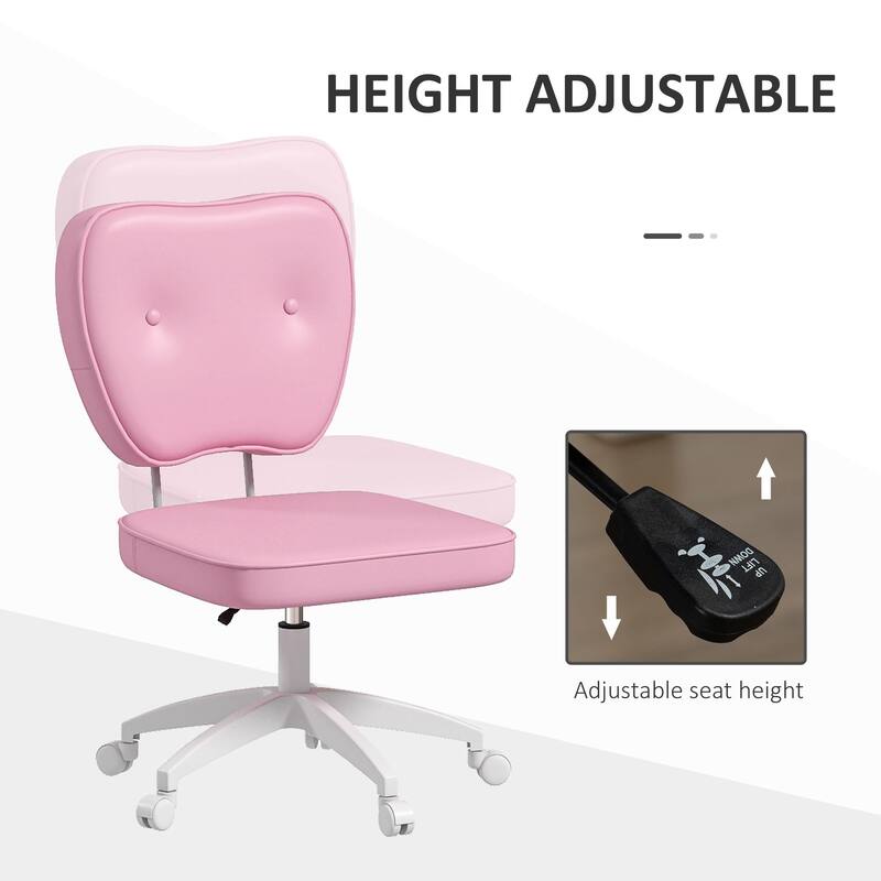Faux Leather Armless Office Chair with Adjustable Height, Swivel Wheels, and Comfortable Mid-Back Design for Home Office